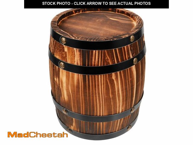 Lot 74-13957800 - Amosfun Oak Barrel Decoration 7.87X6.29X6.29 Inch Vintage Wooden Wine Barrel Ornament for Home Bar P...