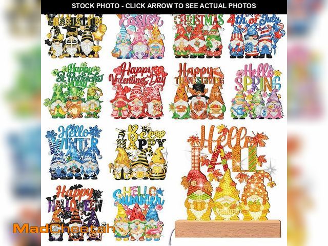 Lot 74-14295708 - Chunful 13 Pcs Gnome Interchangeable Seasonal Diamond Art Tabletop Holiday Diamond Art Painting Kit ...