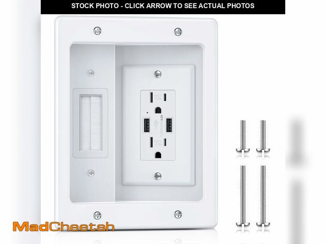 Lot 74-12711485 - ELECPOW Cord Hider Wall with Dual AC Outlets &amp; Dual USB-A Ports, in Wall Cable Management Kit fo...