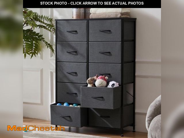 Lot 74-12402365 - ZUNMOS 10 Drawer Fabric Dresser for Bedroom, Chest of Drawer Organizer Storage Cabinet for Closet, E...