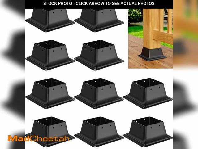 Lot 74-14151258 - ORIGLE 4x4 Post Base 10Pcs, Internal 3.58"x3.58" Heavy Duty Powder-Coated Steel Post Bracket Fit for...