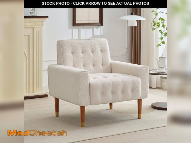 Lot 74-12746460 - CHRISTOPHER KNIGHT HOME Modern Tufted Fabric Upholstered Round Arm Accent Chair, Beige - USED