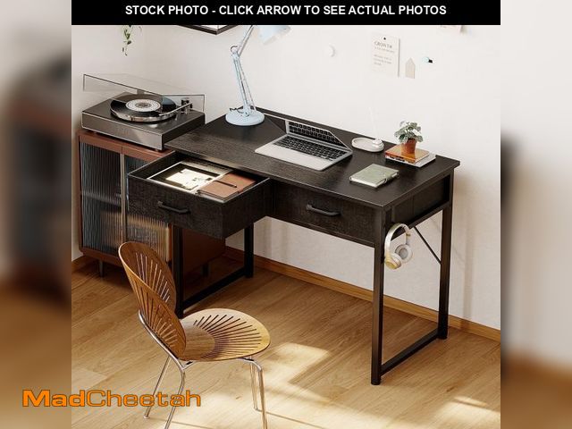 Lot 74-12514963 - (MISSING HARDWARE) Casacomoda 32 Inch Writing Desk with Fabric Drawers, Modern Study Table with Stor...