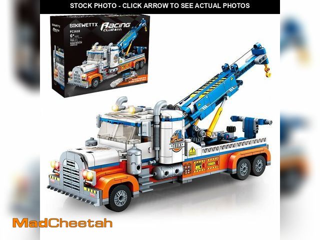 Lot 74-13996970 - Tow Truck Building Kit 781 PCS, Crane Semi and Trailer Car Transporter, Construction Vehicles Buildi...