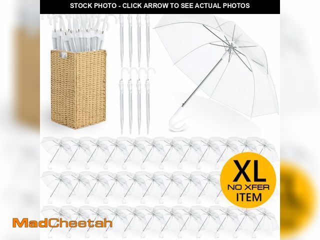 Lot 74-12571755 - Aodaer 60 Pieces Clear Wedding Umbrellas with Foldable Storage Box Transparent Auto Open Stick Umbre...
