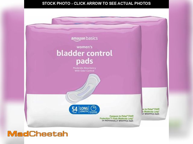 Lot 74-14581652 - Basics Incontinence Pads for Women, Postpartum, Long, Bladder Control, Moderate Absorbency, Unscente...