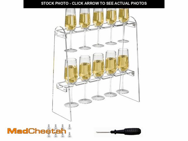 Lot 74-14334993 - Hexsonhoma 2 Tier Acrylic Champagne Flute Holder Stand for Party with 10 Slots, Countertop Champagne...
