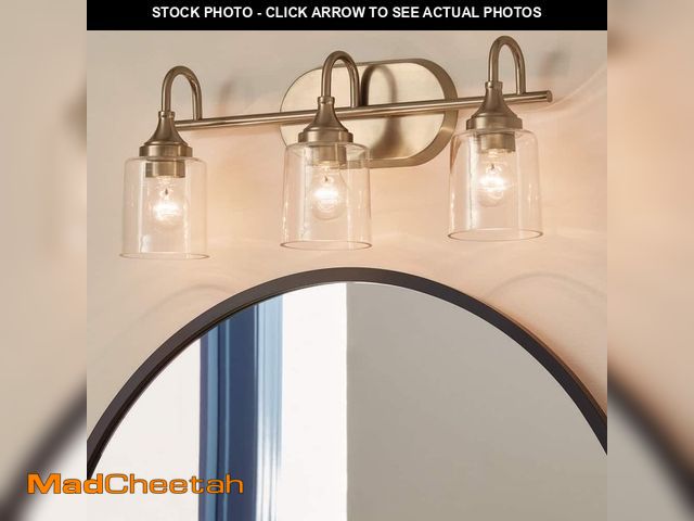 Lot 74-14605863 - KICHLER Erta 24 in. 3-Light Champagne Bronze Bathroom Vanity Light with Clear Glass Shades 37552 - U...