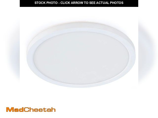 Lot 74-12777484 - Feit Electric 7.2-Watt Integrated LED Flush Mount 5 in. White Round Dimmable Flat Ceiling Panel with...