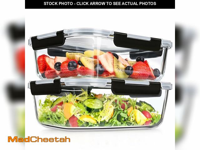 Lot 74-14147751 - GEHE 2 Pack 78oz Large Glass Storage Containers with Lids, Meal Prep Container, Glass Food Storage C...
