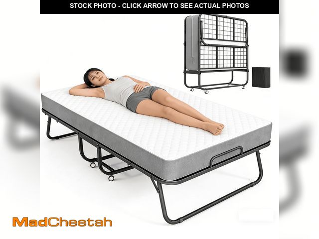 Lot 74-14604835 - SUNCROWN Folding Bed with Mattress, 75" x 31"Portable Foldable with 5" Thick Foam Frame Roll Away Be...