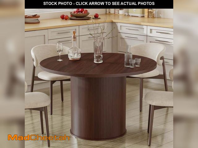 Lot 74-12646575 - Hommpa 48" Round Dining Table Morden Kitchen Table Wood for 4 with Wood Slide Door for Kitchen Livin...