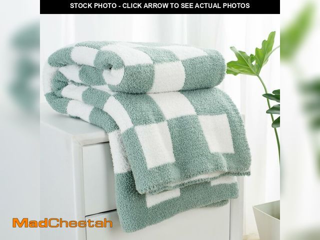 Lot 74-12710374 - Carriediosa Checkered Throw Blanket 50" X 60", 400GSM Ultra Soft Microfiber Fuzzy Fluffy Reversible ...