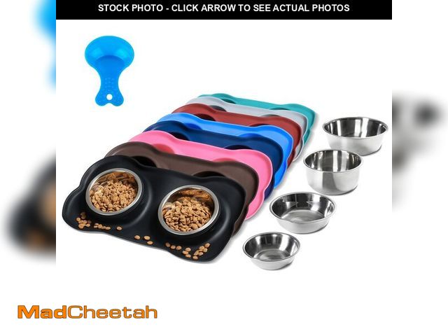 Lot 74-12701842 - Hubulk Pet Dog Bowls 2 Stainless Steel Dog Bowl with No Spill Non-Skid Silicone Mat + Pet Food Scoop...
