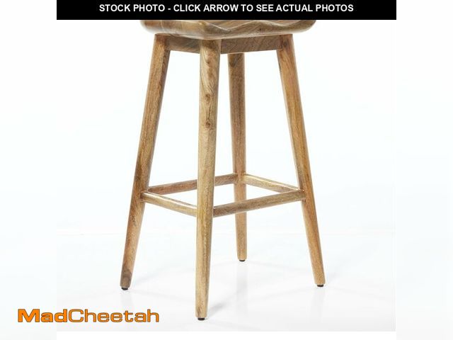 Lot 74-12543940 - Deco 79 Wood Bar Stool with Footrest, 17" x 14" x 30", Brown - UNUSED