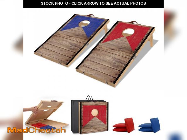 Lot 74-12144473 - Portable 2 ft x 1 ft Cornhole Board Set with 6 Bean Bags Foldable Corn Hole Games for Adults and Kid...