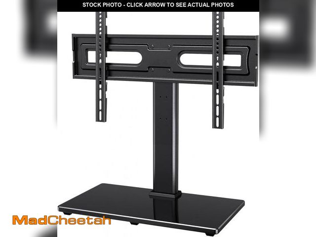 Lot 74-12490203 - (MISSING HARDWARE) MountFTV Universal Tabletop TV Stand for 32-80" Flat Screen TVs with Height Adjus...