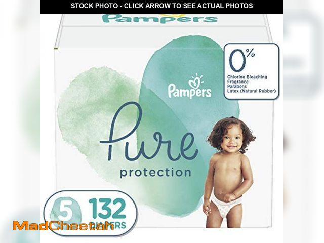 Lot 74-12400034 - Pure Protection Baby Diapers, Size 5 (27+ lbs), 132 Count, Up to 100% Leakproof, Premium Plant-based...
