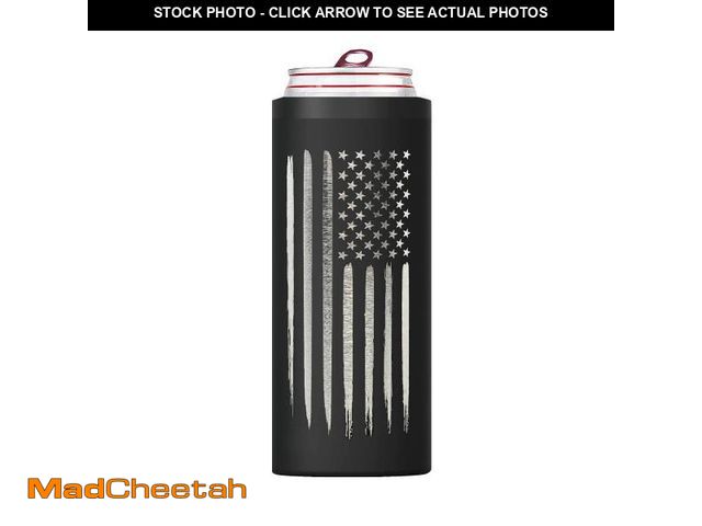 Lot 74-12303215 - American Flag Skinny Can Cooler for Slim Beer &amp; Hard Seltzer Cans | 12oz Stainless Steel Insulat...
