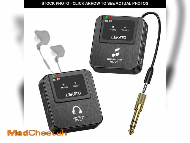 Lot 74-12714075 - LEKATO Wireless In-Ear Monitor MS-20, 2.4G IEM System Low Latency, with Beltpack Transmitter Auto-Pa...
