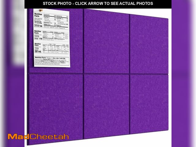 Lot 74-12714616 - MaxGear Large Cork Board for Wall 36" x 24", Violet Bulletin Board, 6 Pack Felt Wall Tiles with Push...