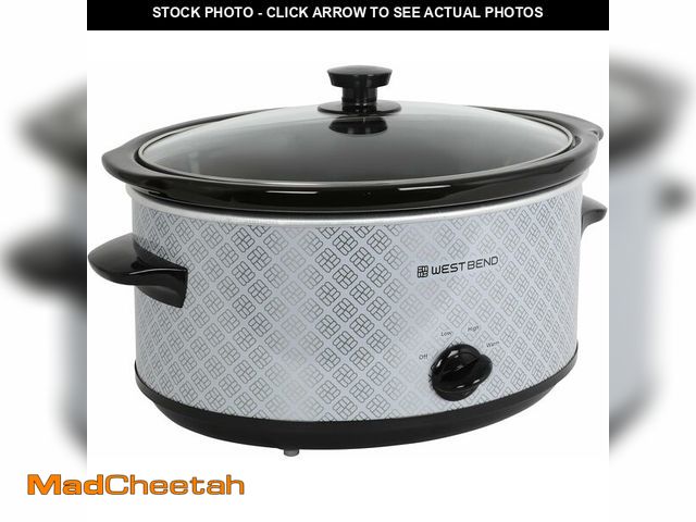 Lot 74-12828287 - West Bend Slow Cooker 6-Quart Manual Crockery Style with Dishwasher Safe Oval Ceramic Crockpot and G...