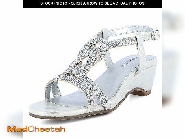 Lot 74-12438844 - LONDON FOG Womens Macey Demi-Wedge Dress Sandals Silver Wide 10 M US - USED