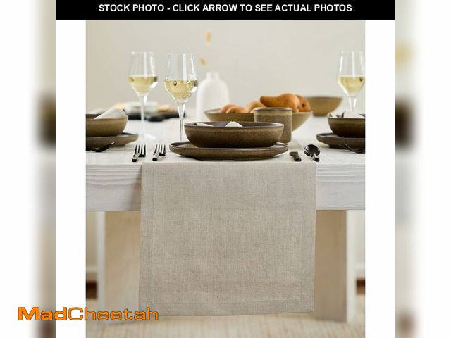 Lot 74-13548553 - Solino Home Linen Natural Table Runner 132 Inches Long - 100% Pure Linen Extra Long Table Runner 14 ...