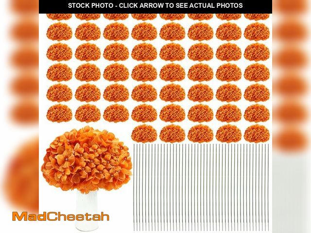 Lot 74-14429687 - Nagobi Orange Hydrangea Artificial Flowers Silk Hydrangeas Bulk 104 PCS - UNUSED