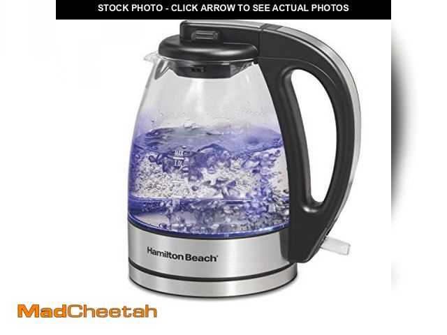 Lot 74-12097122 - Hamilton Beach Glass Electric Tea Kettle, Water Boiler &amp; Heater, 1 Liter, 1500 Watts for Fast Bo...
