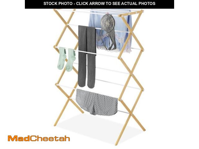 Lot 74-12141065 - Whitmor Folding Wood Drying Rack - Natural Adult Use - USED