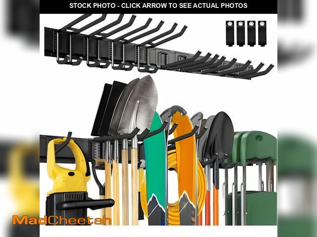Lot 74-14213209 - SAMRELAX 64'' Garage Tool Organizer Wall Mount, 18 PCS Adjustable Garden Tool Hanger Rack, Garage Ho...