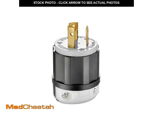 Lot 74-12778463 - Leviton 30 Amp 125-Volt Locking Plug, Black and White 2611-CS - UNUSED