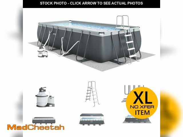 Lot 74-12135787 - Intex 18' x 9' x 52" Ultra XTR Rectangular Frame Swimming Pool Set with Pump - Above Ground Backyard...