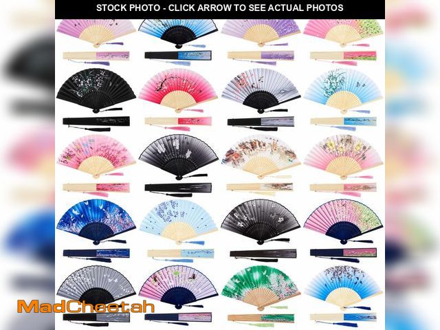 Lot 74-14434226 - Yulejo 20 Pack Vintage Chinese Folding Fan for Women Foldable, Floral Silk Japanese Hand Fan Bulk wi...
