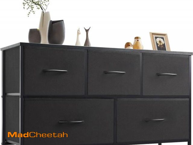 Lot 74-12098405 - OLIXIS Dresser for Bedroom with 5 Drawers, Wide Chest of Drawers, Fabric Bedroom Dresser with Drawer...