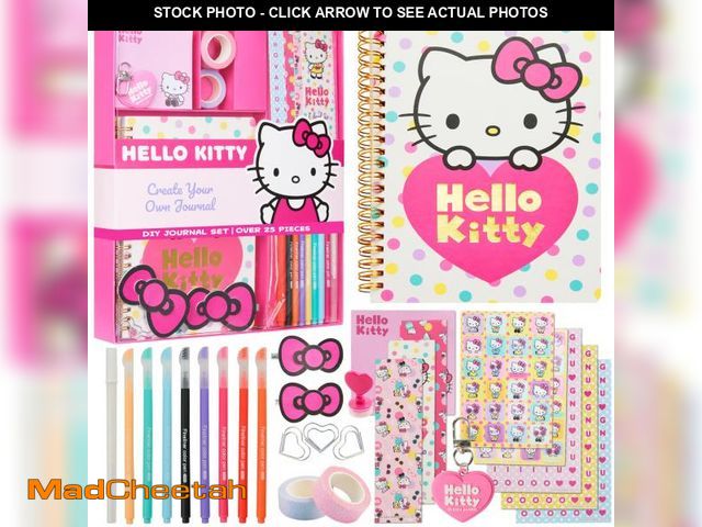 Lot 74-12115685 - Hello Kitty DIY Journal Kit for Girls Teens Kawaii A5 Spiral Notebook Hair Clips Keychain Bookmark S...