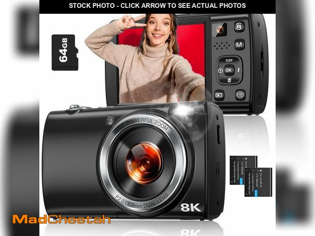 Lot 74-13711673 - 8K Digital Camera for Photography, 88MP WiFi Vlogging Camera for YouTube with Front Rear Lens, Autof...