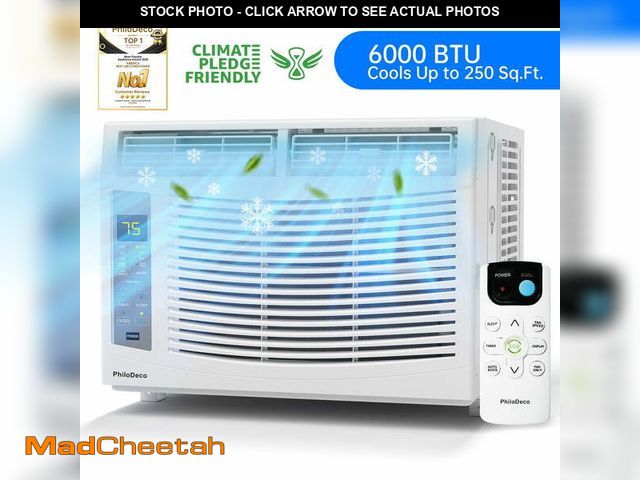 Lot 74-14438455 - (DENTED ON BACK SIDE) PhiloDeco 6000 BTU Window Air Conditioner Cool to 250 sq ft Intelligent, LED,R...