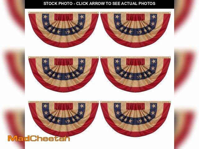 Lot 74-14147183 - Fanfanwin 6 Pcs 3x6 ft Tea Stained Patriotic Bunting Flags 250th Anniversary Patriotic Decoration Ha...