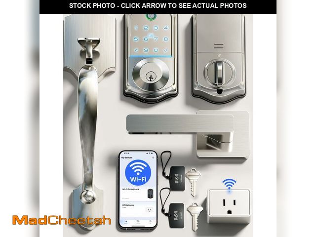 Lot 74-14065997 - Veise VE017G-H Wi-Fi Smart Fingerprint Front Door Lock Set, Remote App Control, Keyless Entry Deadbo...