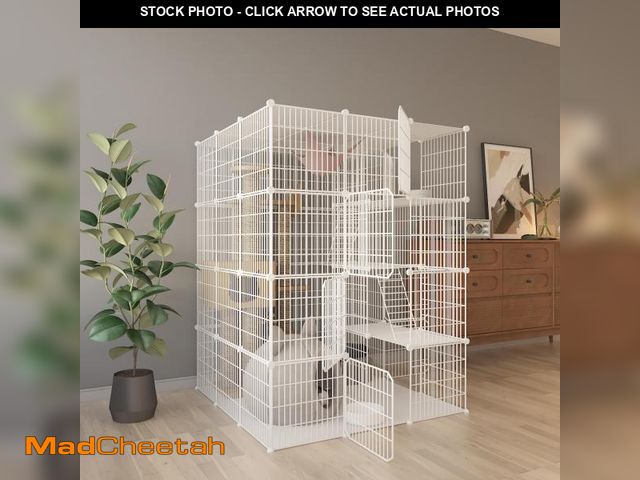 Lot 74-12541402 - Large 4-Tier Cat Cage Indoor, DIY Cat Enclosures Detachable Metal Wire, Indoor Cat Crate Exercise Pl...
