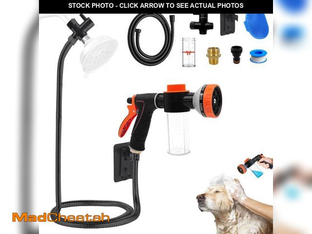 Lot 74-12305672 - Dog Washing Hose Attachment for Pet Bathing with Black Shower Diverter, Pup Dog Wash Hose Nozzle Sha...