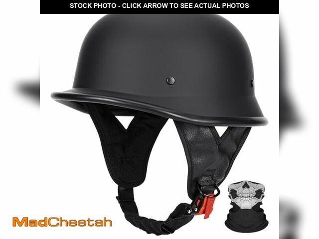 Lot 74-14338717 - QUICKOOL DOT Certified German Style Motorcycle Half Helmet, Vintage ABS Lightweight Helmet for Adult...