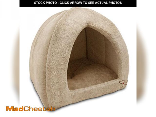 Lot 74-12096396 - (SMALL TEAR ON TOP) Pet Tent-Soft Bed for Dog and Cat by Best Pet Supplies - Tan, 19" x 19" x H:19" ...