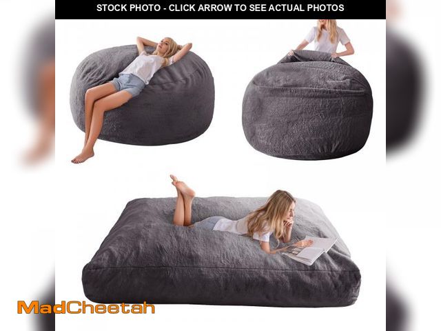 Lot 74-12401575 - Giant Bean Bag Chairs Bean Bag Bed with Washable Cover Ultra Soft, Convertible Bean Bag from Chair t...