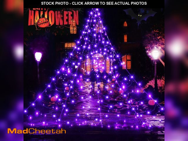 Lot 74-12970050 - BlcTec Halloween Decorations Giant Spider Web Lights, 19.7ft x 14.7ft Lighted White Spider Web with ...