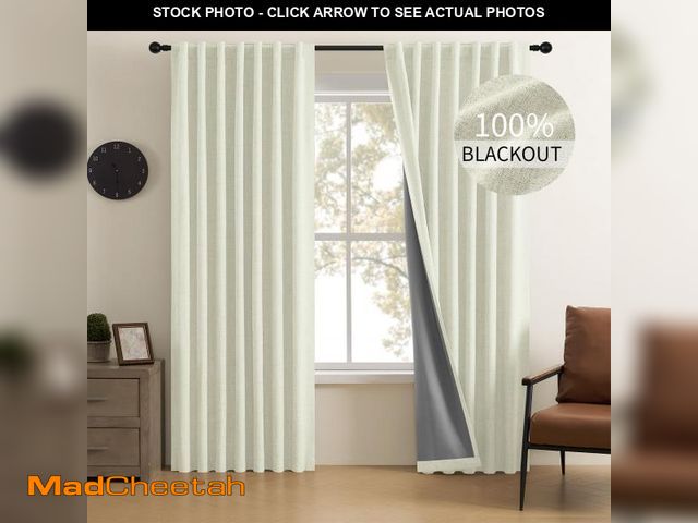 Lot 74-12113292 - CUCRAF Linen 100% Blackout Curtains 72 Inch Length 2 Panels Set, Back Tab and Rod Pocket Curtain for...