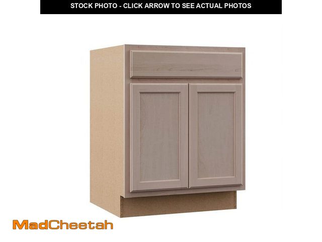 Lot 74-12851344 - Hampton Bay Recessed Panel 27 in. W x 24 in. D x 34.5 in. H Assembled Base Cabinet in Unfinished - U...