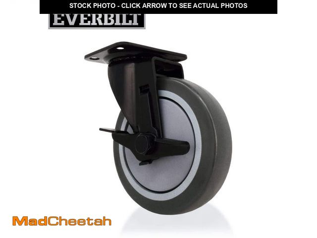 Lot 74-12691345 - Everbilt 5 in. Gray Rubber Like TPR and Black Steel Swivel Plate Caster with Locking Brake and 350 l...